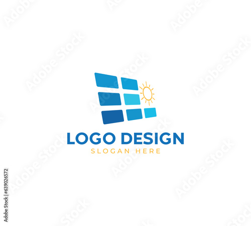 Solar panel logo design, Abstract design logo, electrical icon design on luxury background, electrical logo concept, solar icon design with black background