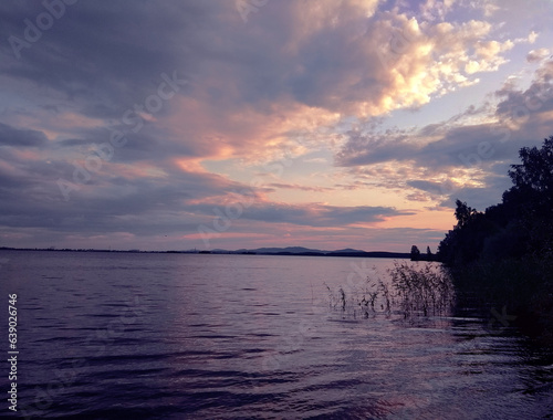 sunset over the lake