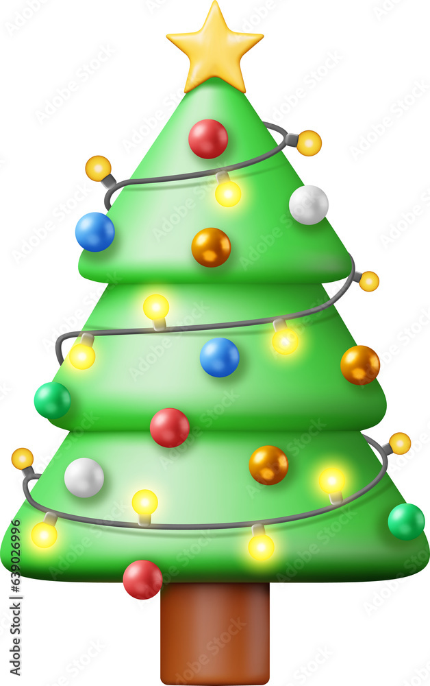 3D Christmas Tree Decorated 3D Christmas Tree Decorated