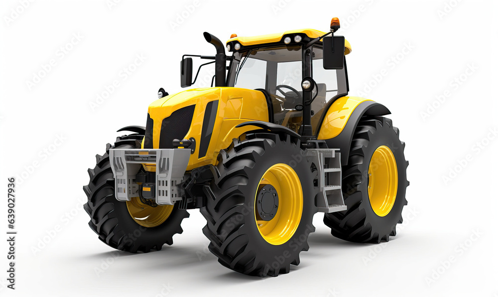 Vibrant Yellow Tractor on Clean White Background Vibrant Yellow Tractor on Clean White Background