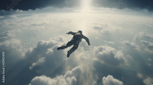 Vászonkép Skydiver background high adrenaline falling through clouds wallpaper cool