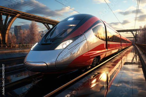 High-speed train in motion. Generative Ai.