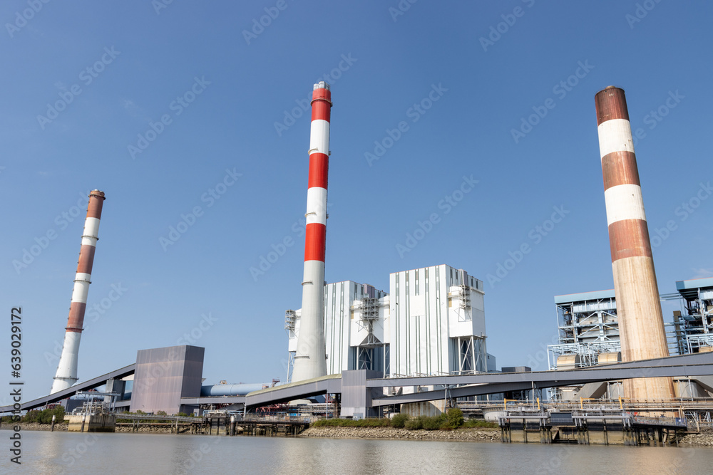 coal-fired power plant on a river coal-fired power plant on a river