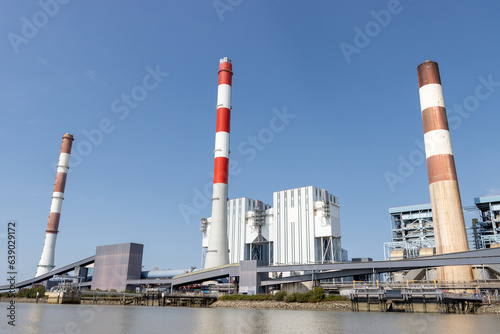 coal-fired power plant on a river