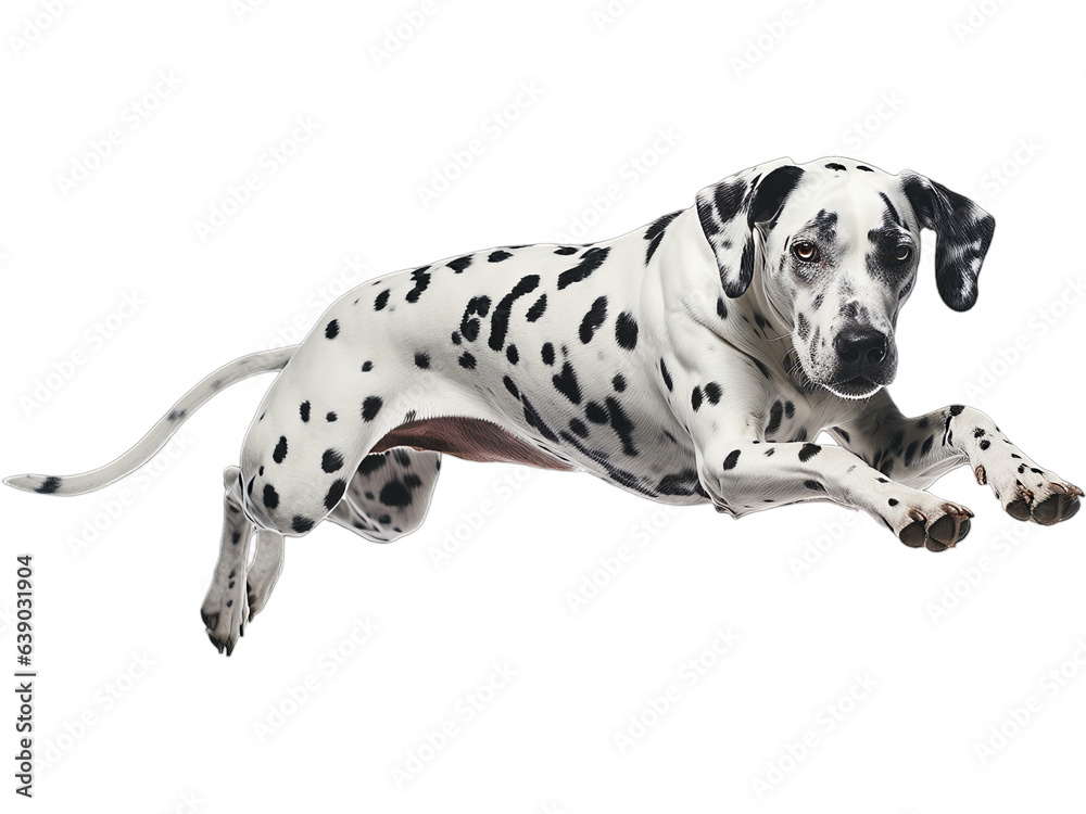 Dalmatian's Playful Leap, No Background