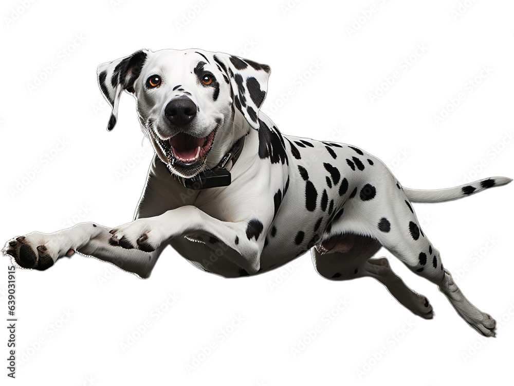 Dalmatian's Playful Leap, No Background