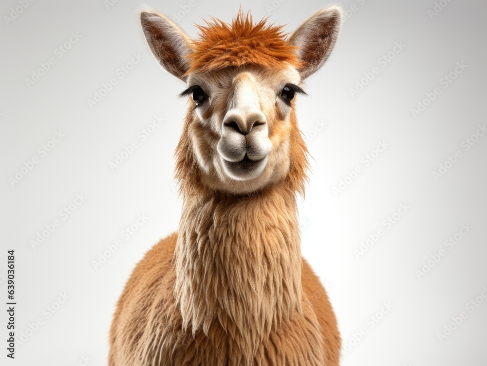 Portrait of an alpaca isolated on a white background. Portrait of an alpaca isolated on a white background.