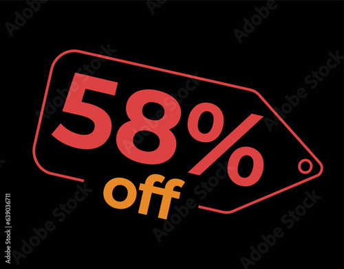 58, 58%, 58% off, 58% de desconto, %, % OFF, % de desconto, Desconto OFF, Promoção, etiqueta de desconto, etiqueta de preço, placa de preco, placa de desconto photo