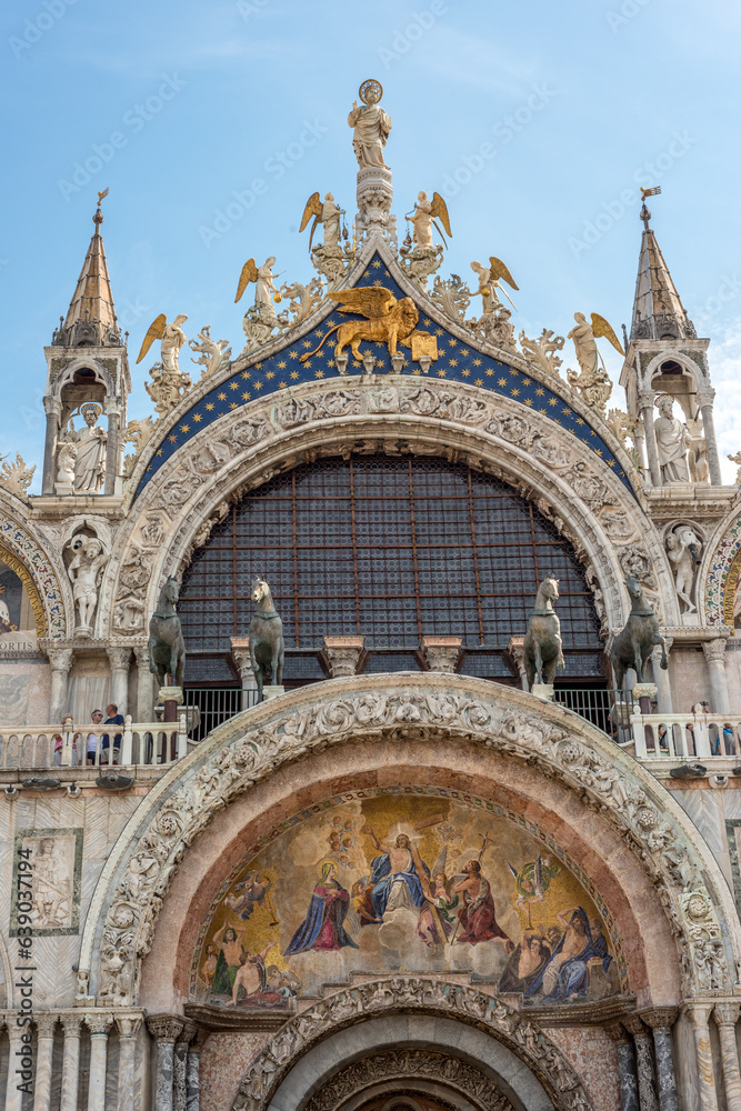 church, historic monument in the center of venice, architectural style, piazza san marco