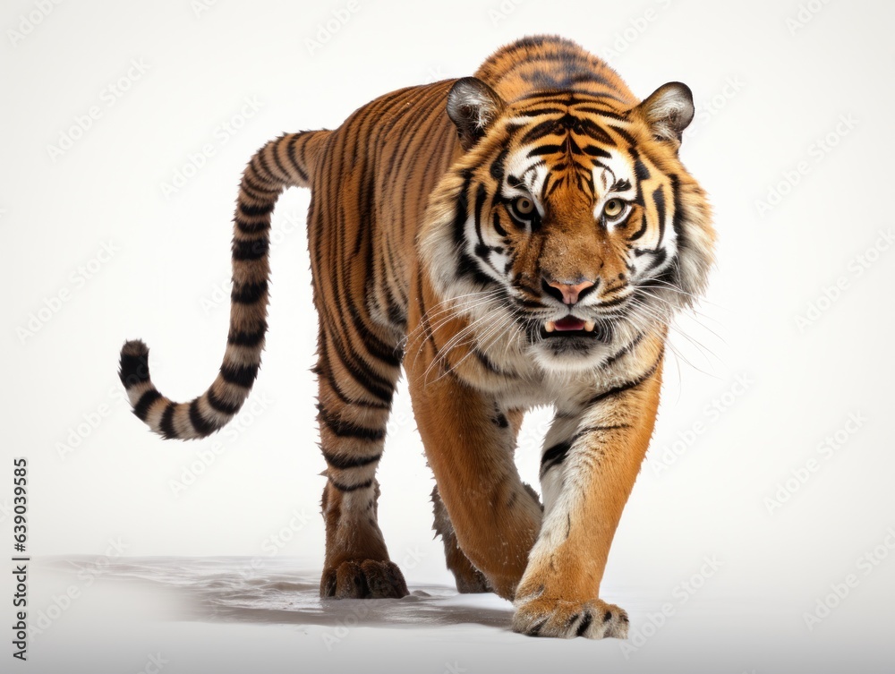 Siberian Tiger. Isolated on white background. 3d illustration.