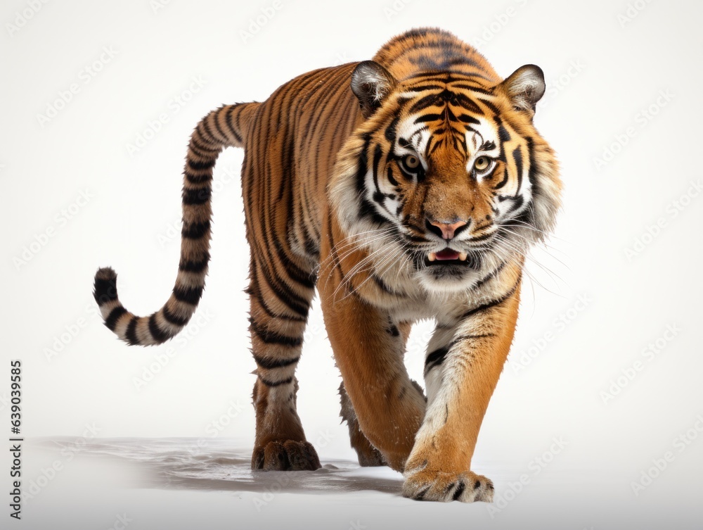 Obraz premium Siberian Tiger. Isolated on white background. 3d illustration.