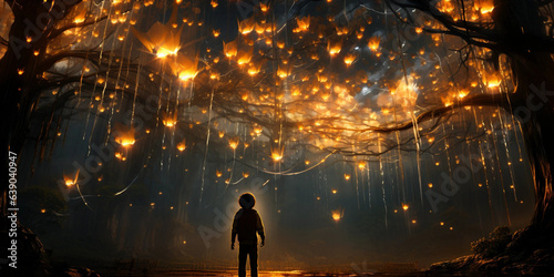 Artwork of a Child Within a Glowing Imaginary World