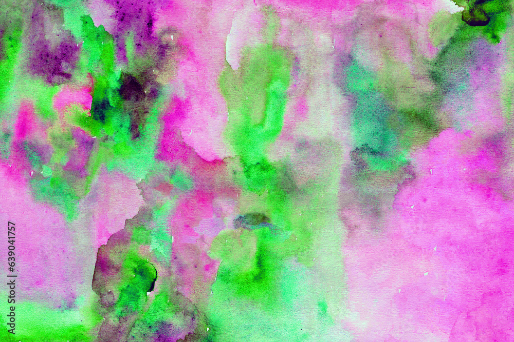 Green pink abstract hand painted background