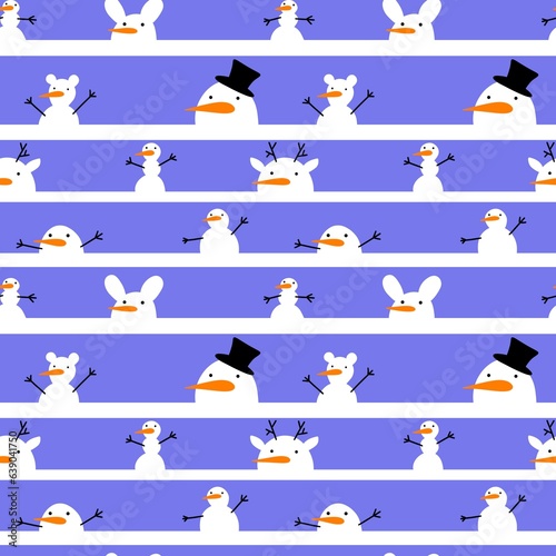 Christmas snowman seamless winter pattern for wrapping paper and fabrics and kids clothes print