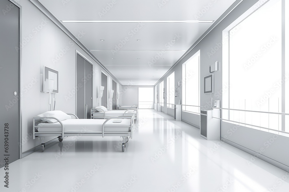 Empty corridor in modern hospital