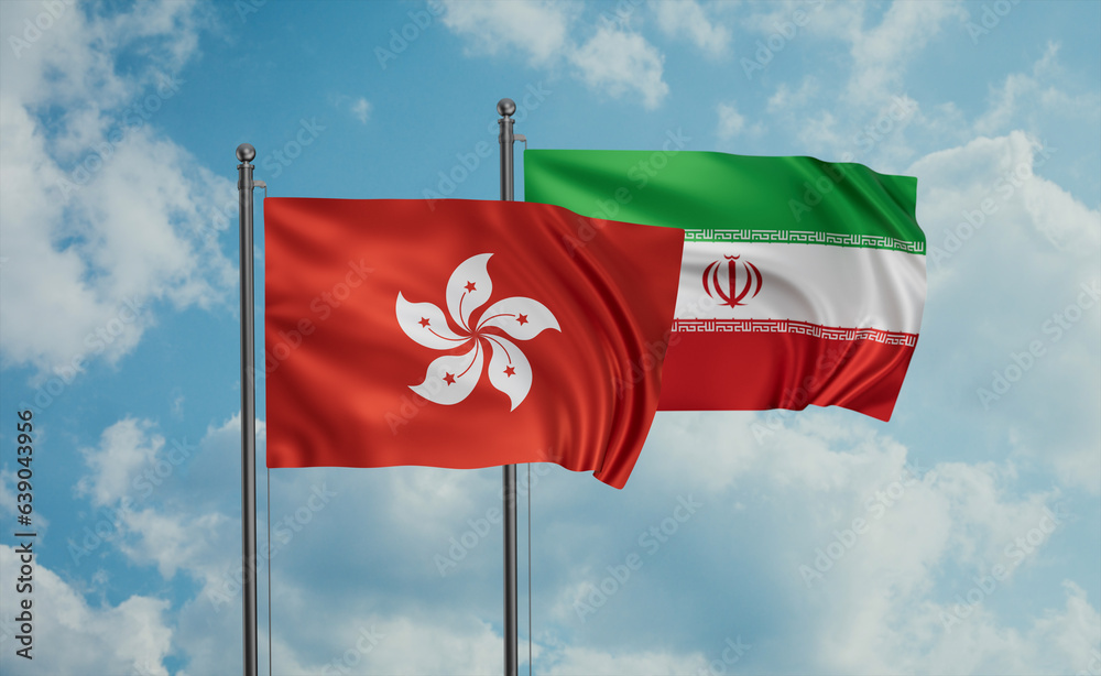 Iran and Hong Kong flag Iran and Hong Kong flag