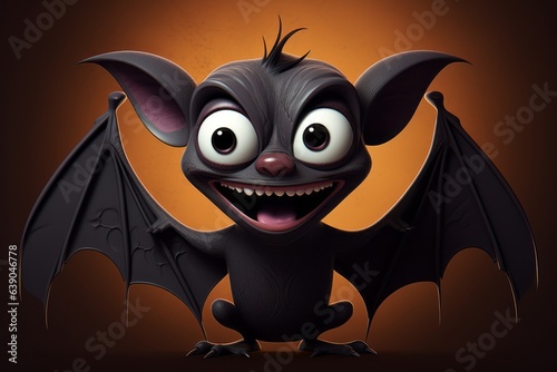 A bat evoking both endearment and spookiness, enhancing Halloween visuals. Created as a drawing or photo, resembling a cartoon.. ai generation