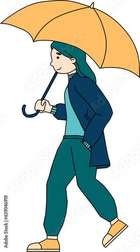 A lady with an umbrella. Shower, rain, umbrella, man with an umbrella. Man with umbrella profile.
