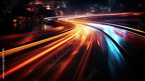 night traffic on city highway - generative ai © Ai Inspire