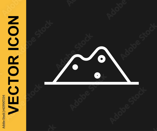 White line Salt icon isolated on black background. Vector