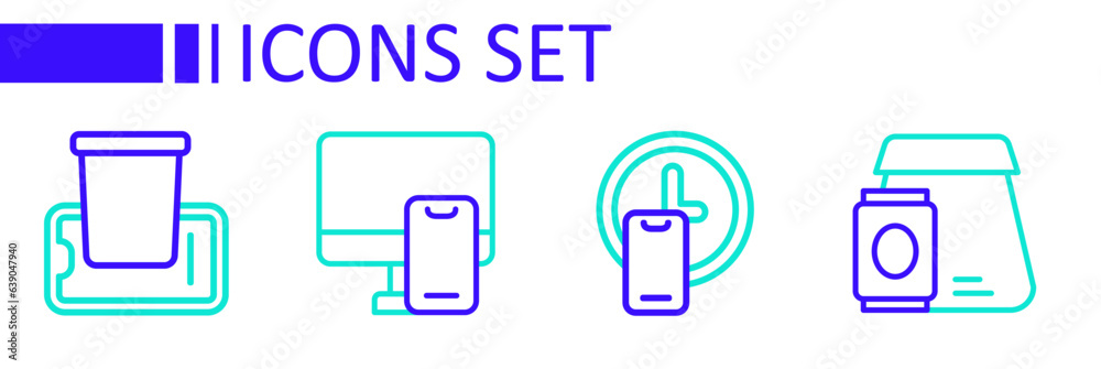 Set line Online ordering food, Round the clock delivery, and Food on mobile icon. Vector Set line Online ordering food, Round the clock delivery, and Food on mobile icon. Vector