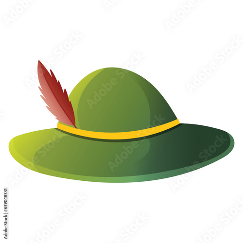 oktoberfest hat, Tyrolean hat icon in cartoon style isolated on white background. Oktoberfest symbol
