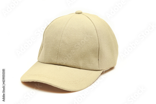 Light brown baseball cap isolated on white background. Casual style hat