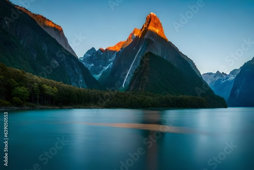 lake in the mountains generated by AI technology 