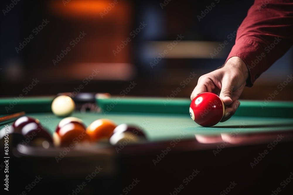 Billiard table with colorful balls - obrazy, fototapety, plakaty 