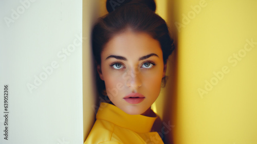 Mujer modelo , vestida de amarillo. IA Generativa  © Odisdca