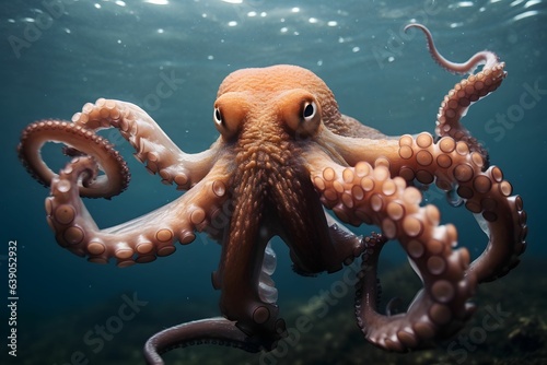 Ein Oktopus gleitet durch das Wasser. photo