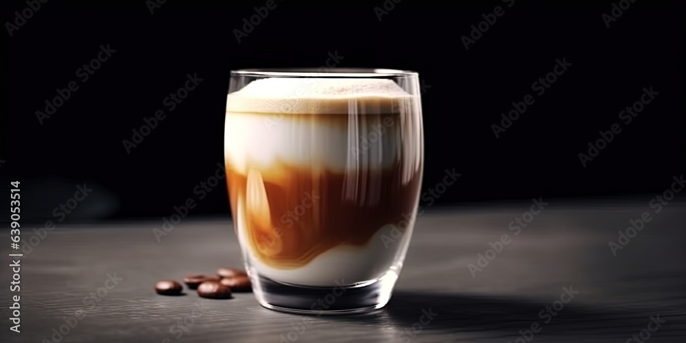 Coffee in clear glass with milk foam by Barista Coffee in clear glass with milk foam by Barista