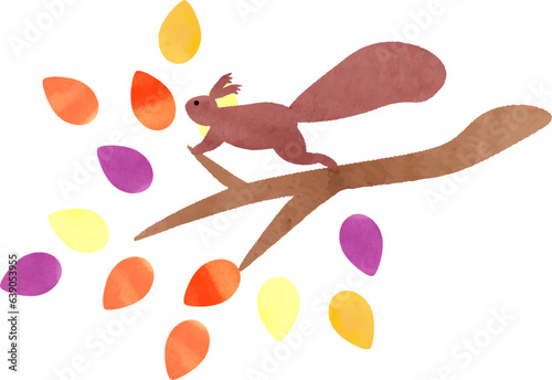 Á¥ÖËëâ„Åó„ÅüÊú®„Å®„É™„Çπ„ÅÆ„Ç§„É©„Çπ„Éà