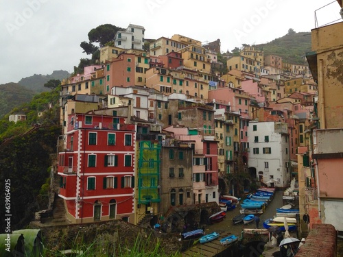 Stacked colorful buildings in Cinque Terra, Italy