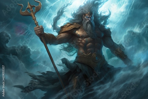 Poseidon in ancient Greek mythology is the supreme sea god | Generative AI