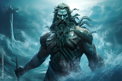 Poseidon in ancient Greek mythology is the supreme sea god | Generative AI