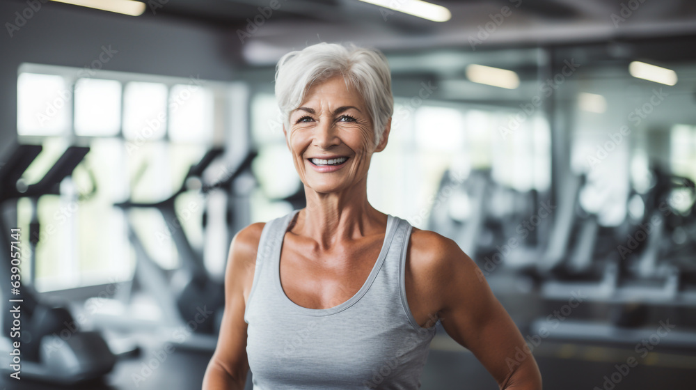 Fototapeta premium A Senior Elderly Woman at the Gym