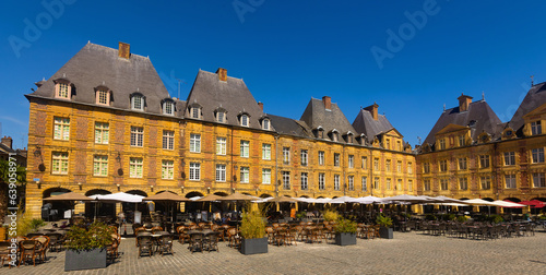 Vászonkép Scenic view of place Ducale, historical square at intersection of two main streets in center of French city of Charleville-Mezieres with Louis XIII style houses erected around perimeter