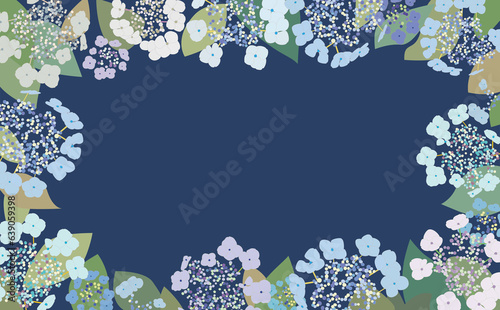 紫陽花をモチーフにしたフレーム素材（紺）