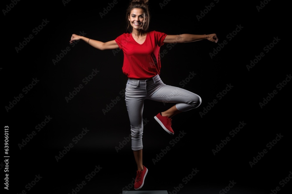 Young sporty woman in a studio