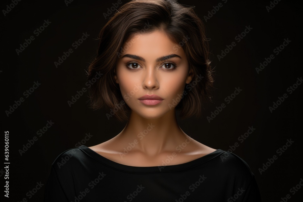 Young beautiful woman in a studio posing for the camera - portrait shot Young beautiful woman in a studio posing for the camera - portrait shot