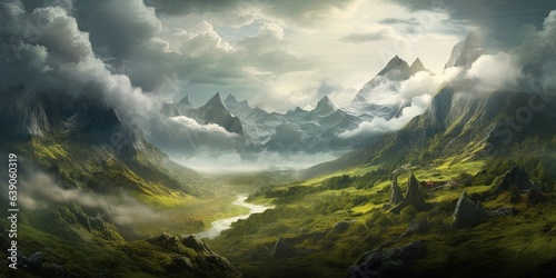 Idyllic view of mountains against cloudy sky