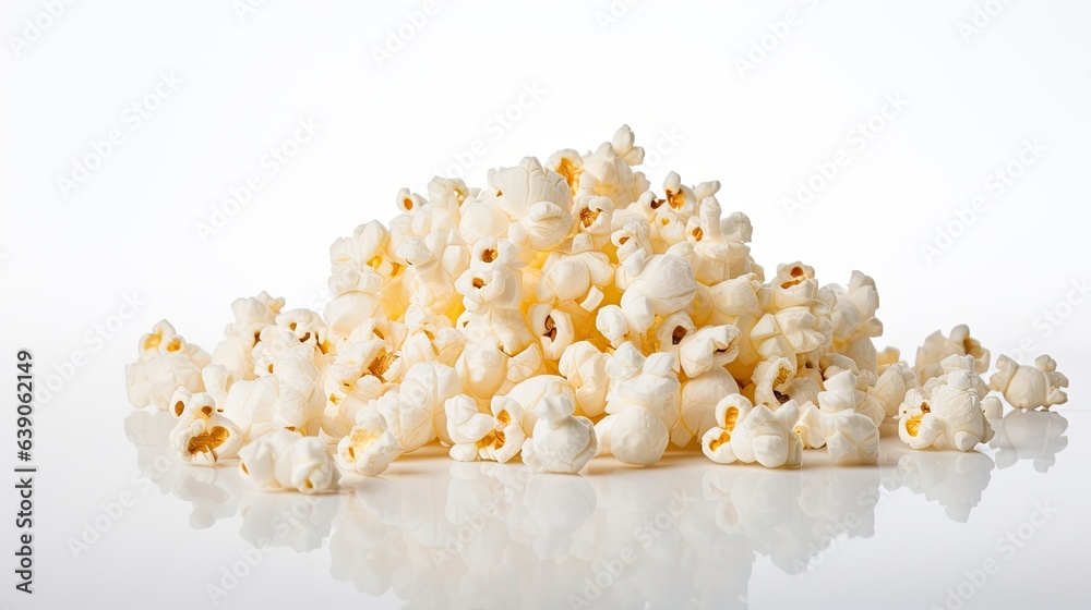 Image of freshly popped popcorn on a white background. Image of freshly popped popcorn on a white background.