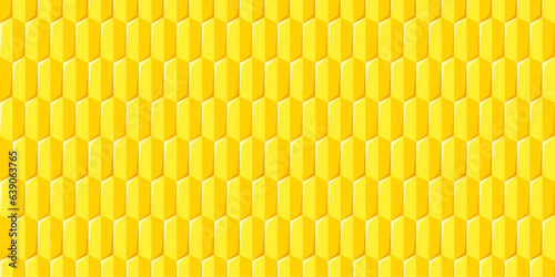 Gold honeycomb structure pattern background. Food and nature concept. 3D illustration rendering