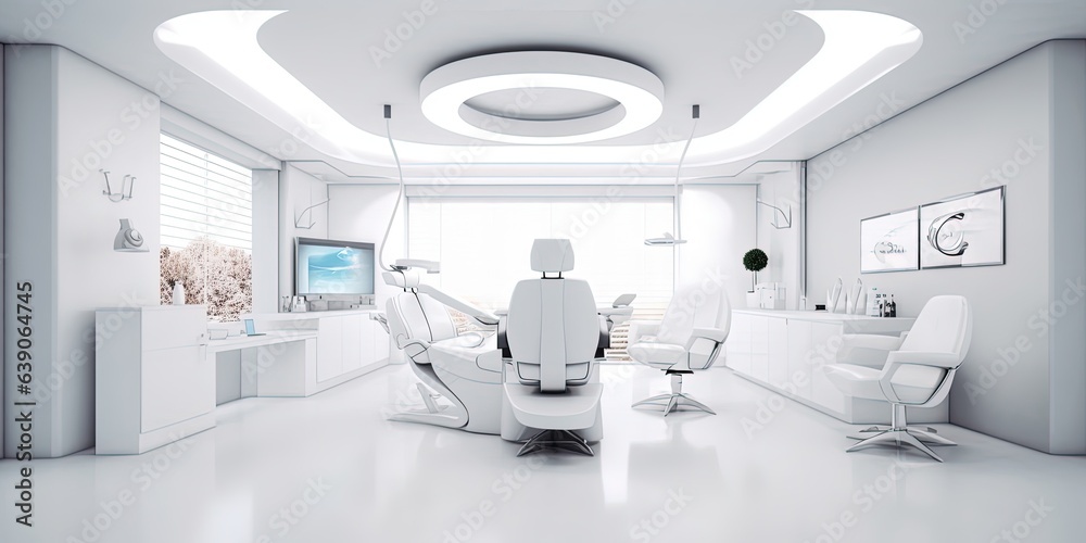 Modern dentists office with chair. Generative AI