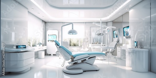 Modern dentists office with chair.