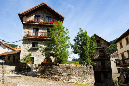 Anso and its attractions. France  Spain  Andorra. Traditional spanish architecture.