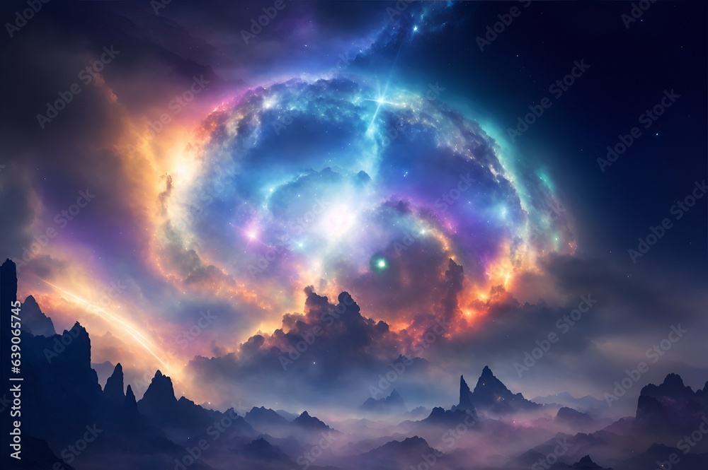Photo of a vibrant and mesmerizing swirl of colors in the sky captured in a photograph