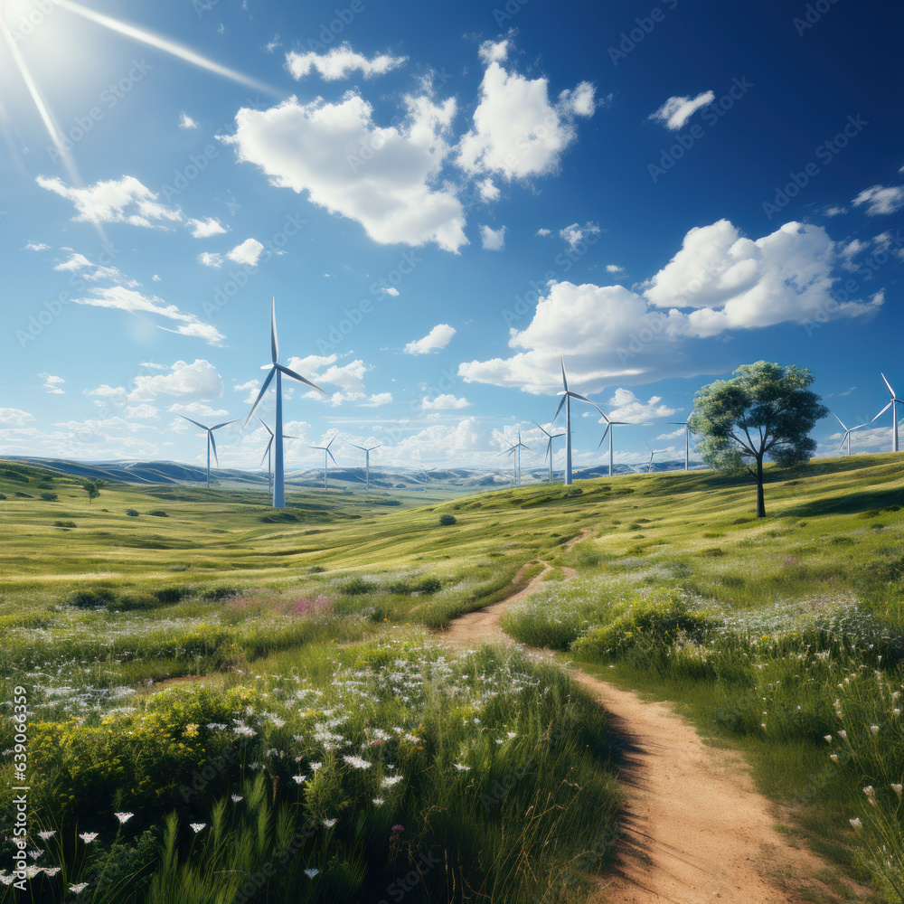 A huge white cloud over a green grassy plain windmill
A huge white cloud over a green grassy plain windmill