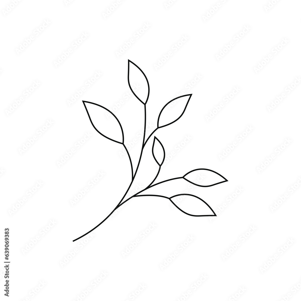 Leaves icon vector design line isolated white background Leaves icon vector design line isolated white background